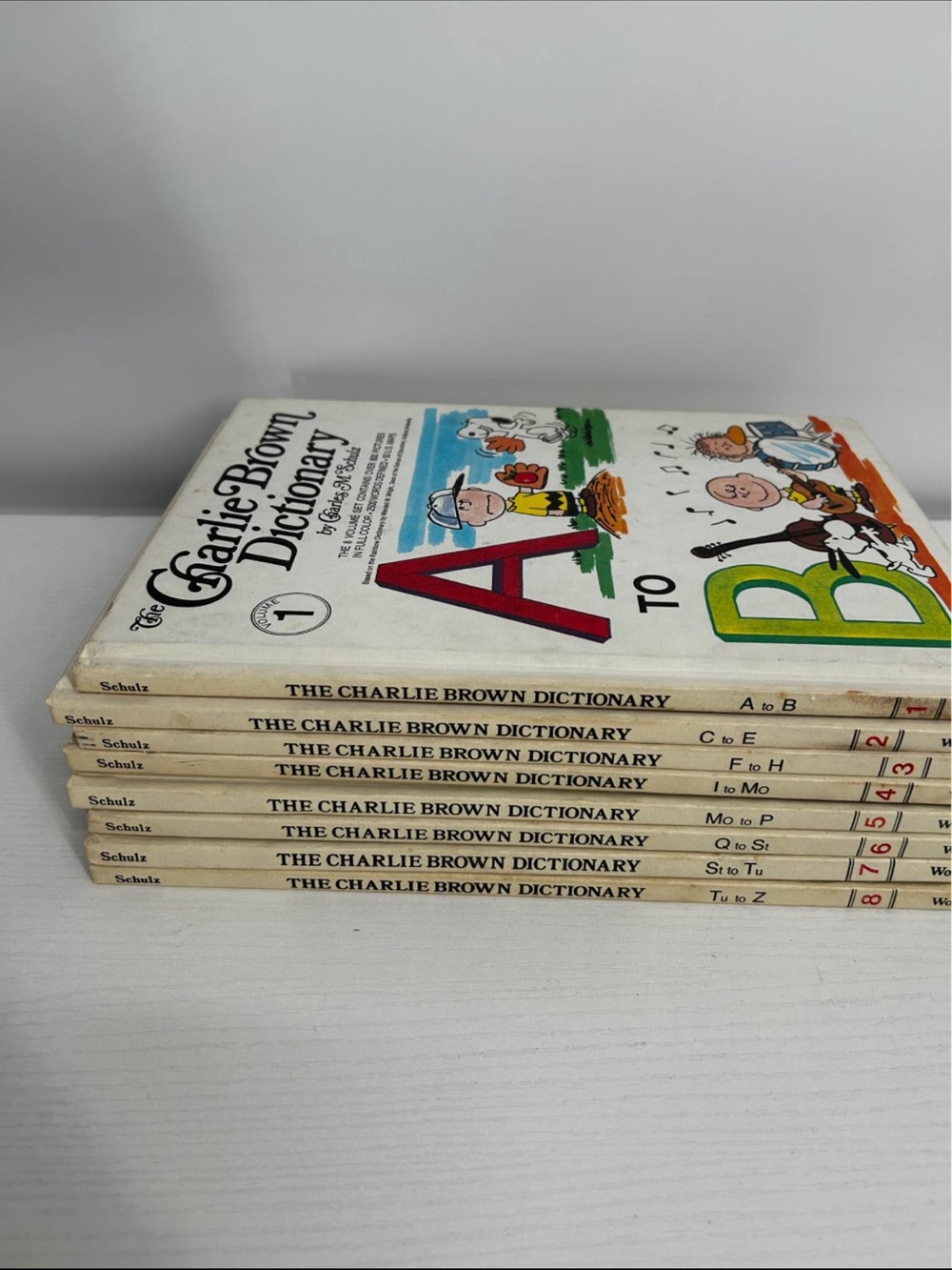 Vintage Charlie Brown Complete 8 Set 1st print 1973,  Alphabet, dictionary